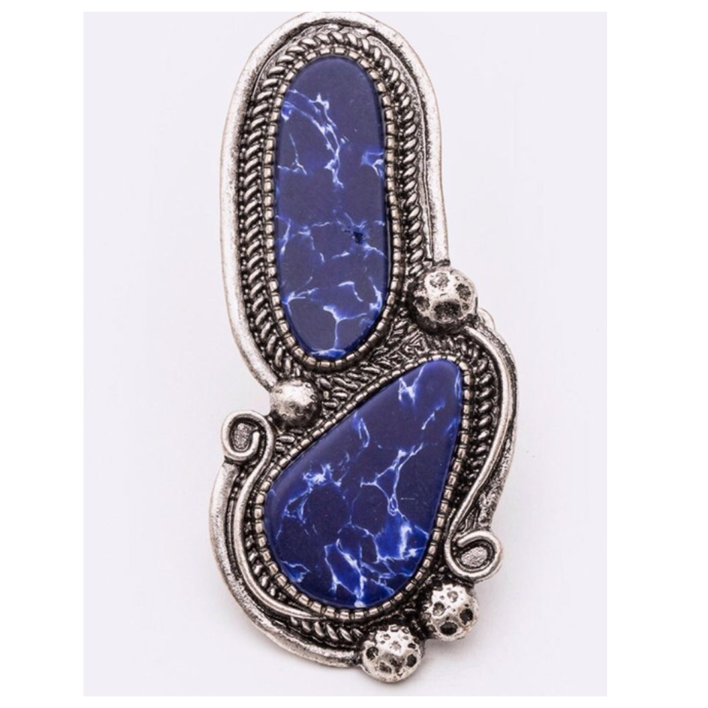 Mixed Shape Blue Stone Stretch Ring