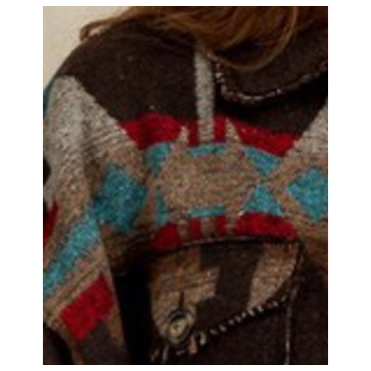 Hello Beautiful! Ashlyn’s Brown Turquoise Mix Aztec Jacket- Women’s Tribal Jacket