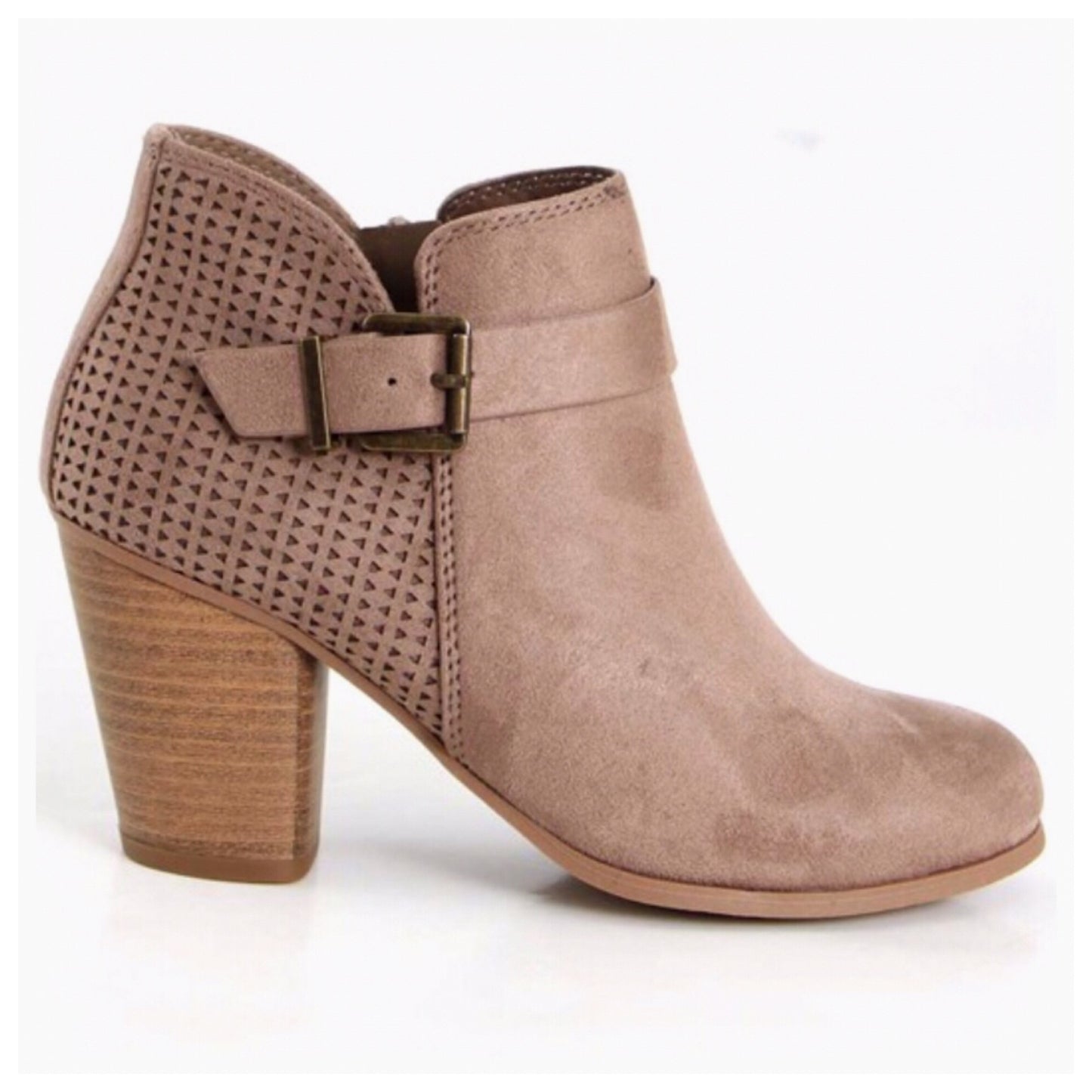 Last Pair Closeout! Cozy Cute Buckle Detail Cement Bootie Boots