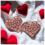 Ashlyn’s Beautiful Mirrored Pink Heart with Leopard Print Earrings