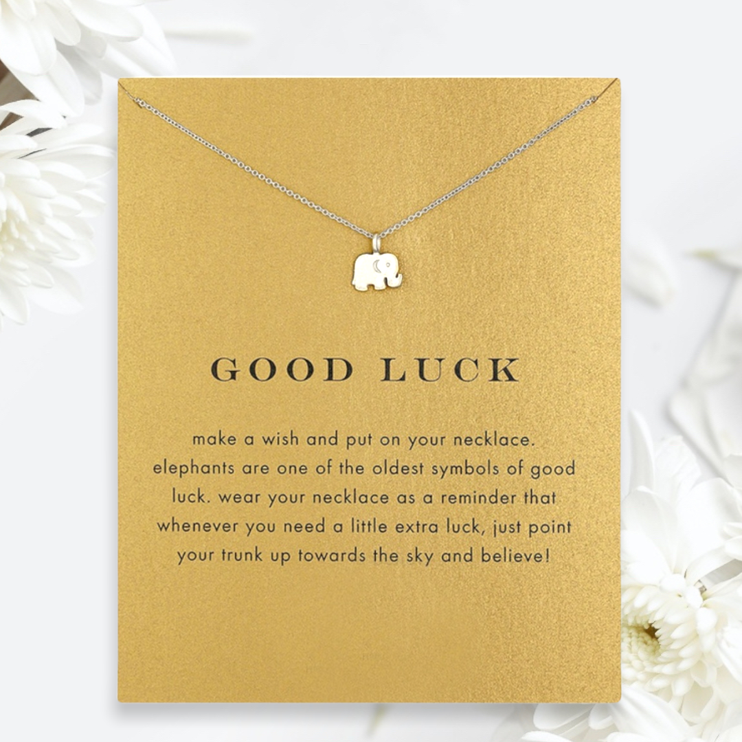 Adorable “Good Luck” Elephant Silver Necklace
