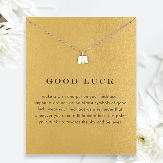 Adorable “Good Luck” Elephant Silver Necklace