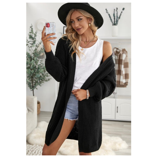 Cozy Open Front Cable Knit Sweater Cardigans-Jacket-Womens
