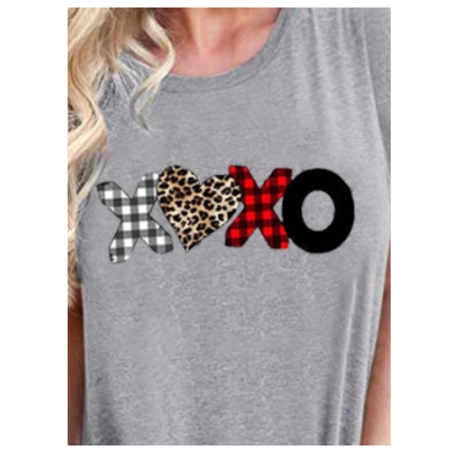 Adorable XOXO Graphic Gray Top