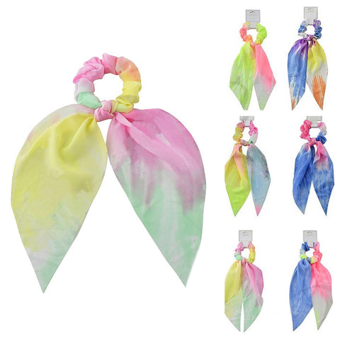 Adorable Tie Dye Chiffon Scrunchies with Tail