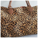 Ready, Set, Go .. Faux Fur Leopard Weekender Tote Bag