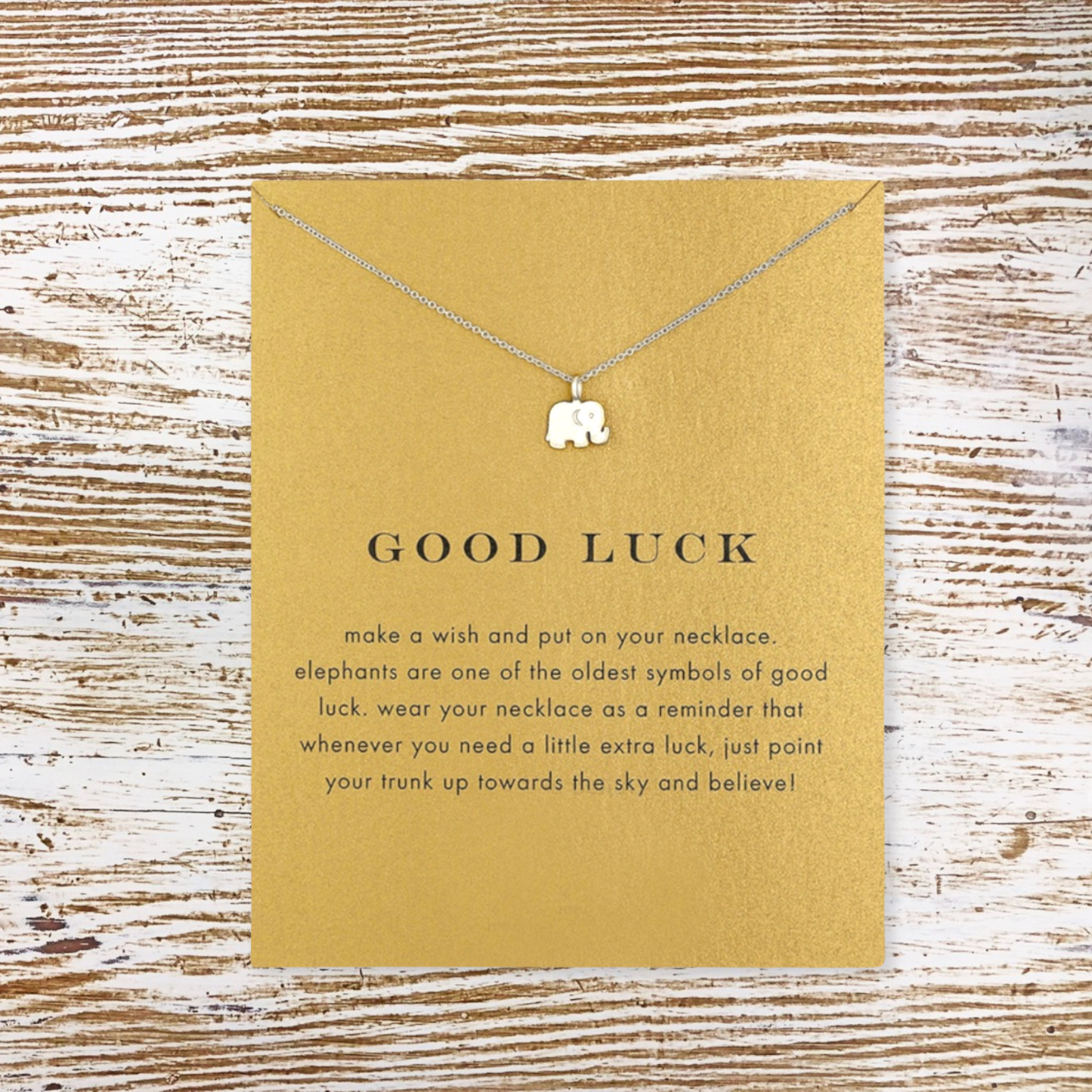 Adorable “Good Luck” Elephant Silver Necklace