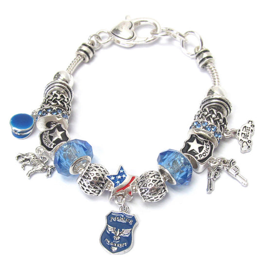 Euro Style Police Officer Charm Bracelet