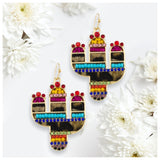 Stunning Rhinestone and Seed Bead Serape and Leopard Earrings