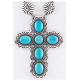 Iconic Turquoise Stone Cross and Concho Necklace Set