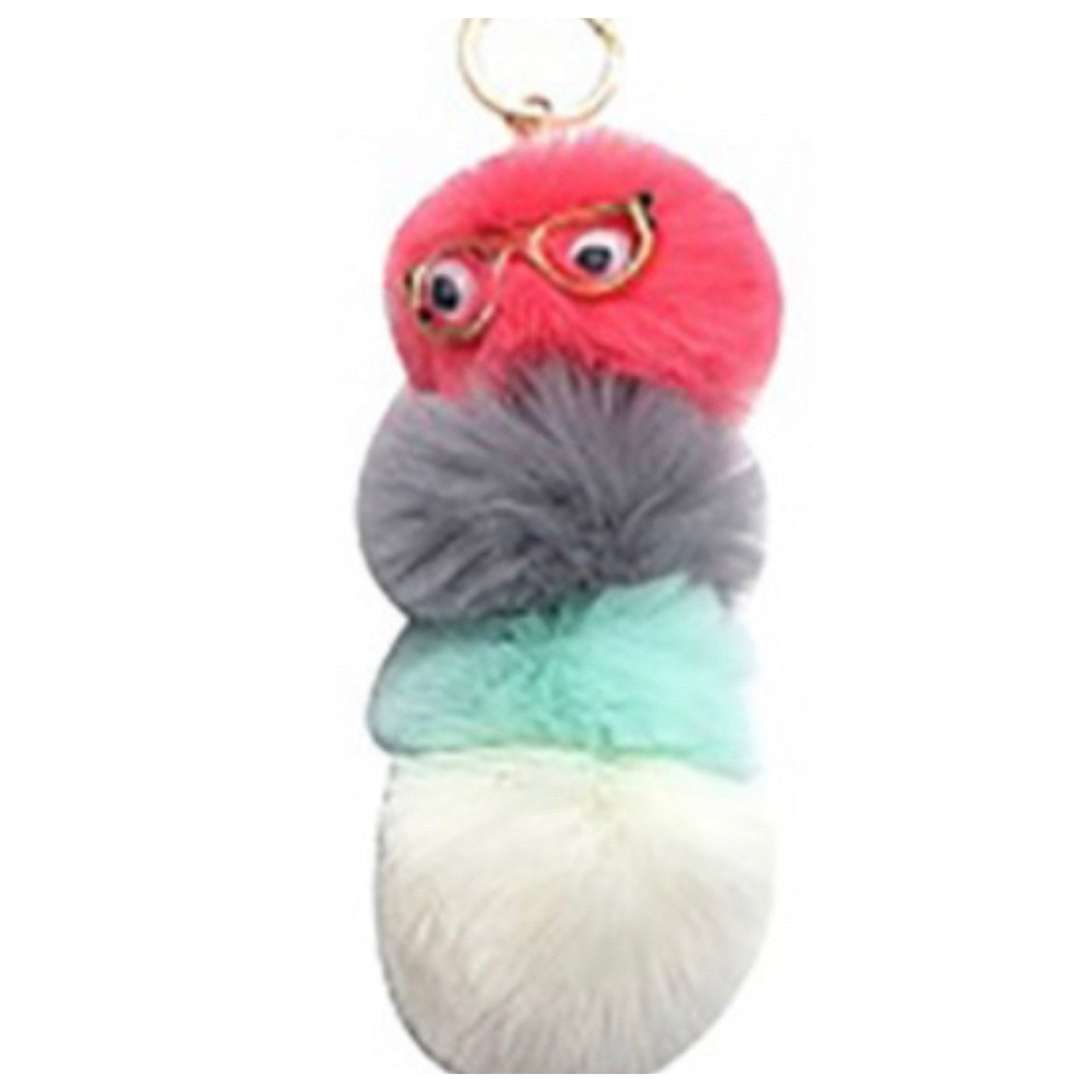 Cute Puffy Puff Bookworm Keychain Purse Charms