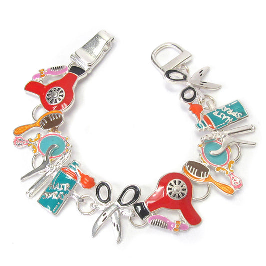 Adorable Hair Stylist Silver Link Bracelet