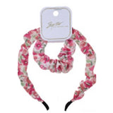 Adorable Floral Print Headband Scrunchie Set
