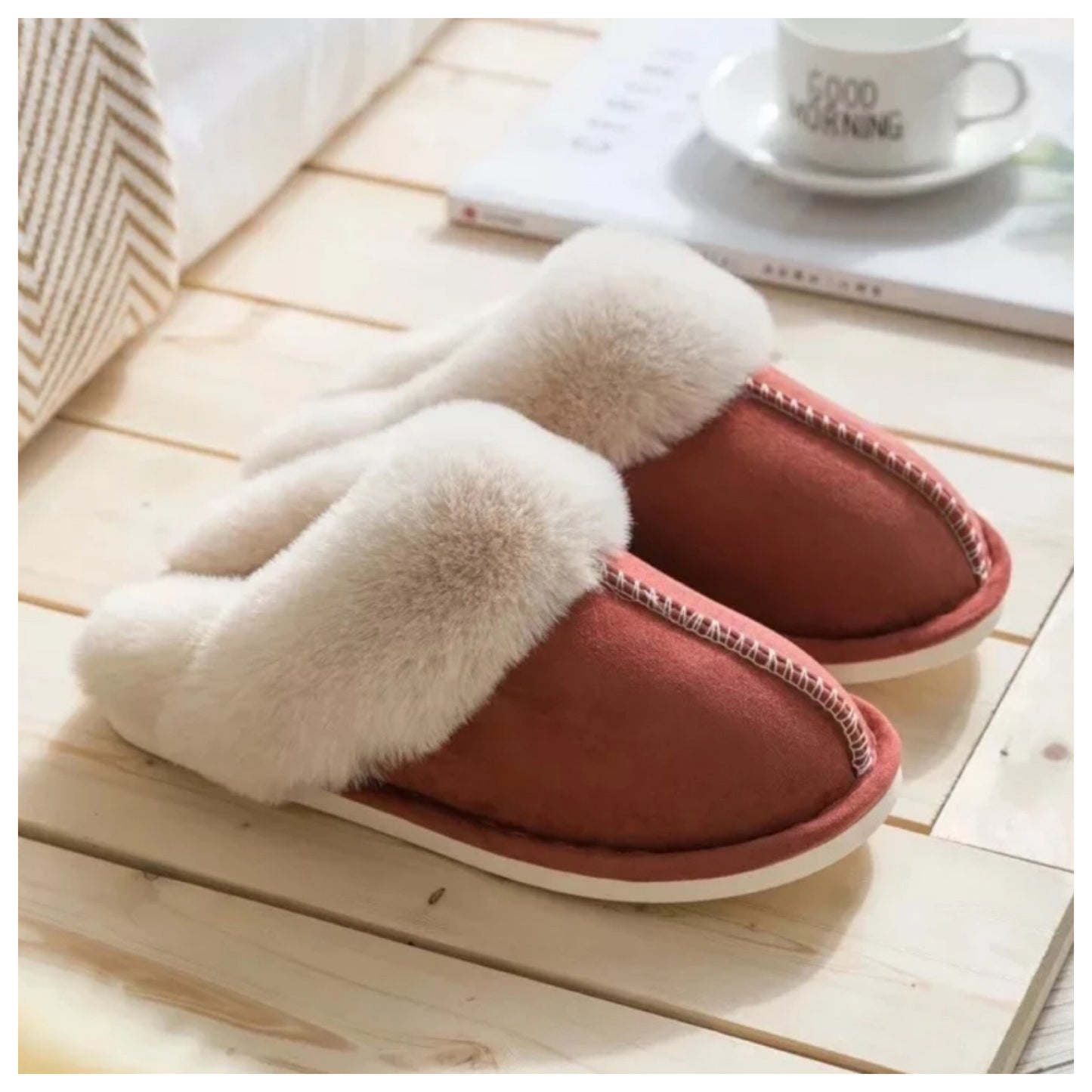 Cozy Susan Micro Suede Brick Plush Slippers
