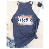 Closeout-Adorable Stars & Stripes USA Graphic Beth Halter Top