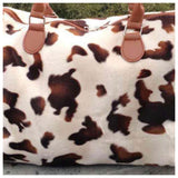 Limited Time Sale! Ready, Set, Go .. Faux Fur Cow Print Weekender Tote Bag