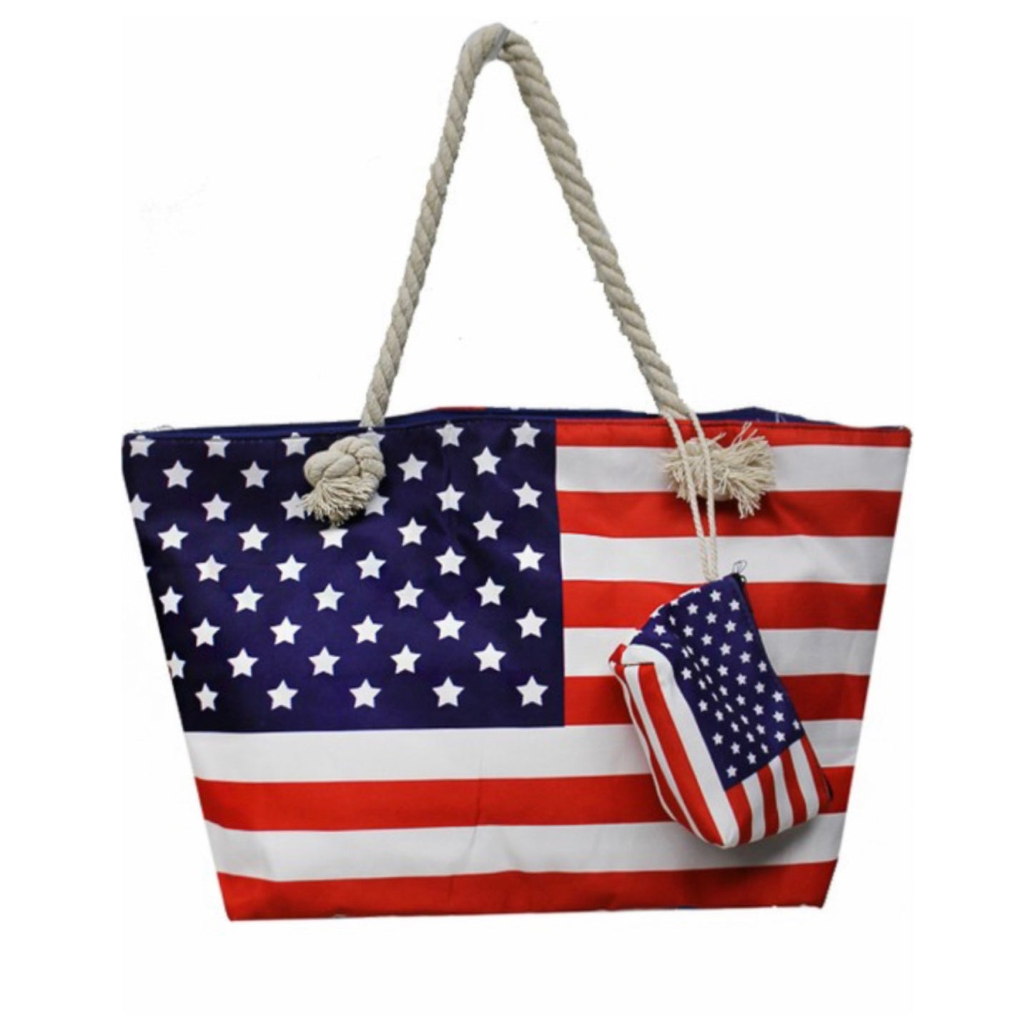 American Pride, American Flag Tote Bag with Coin Pouch