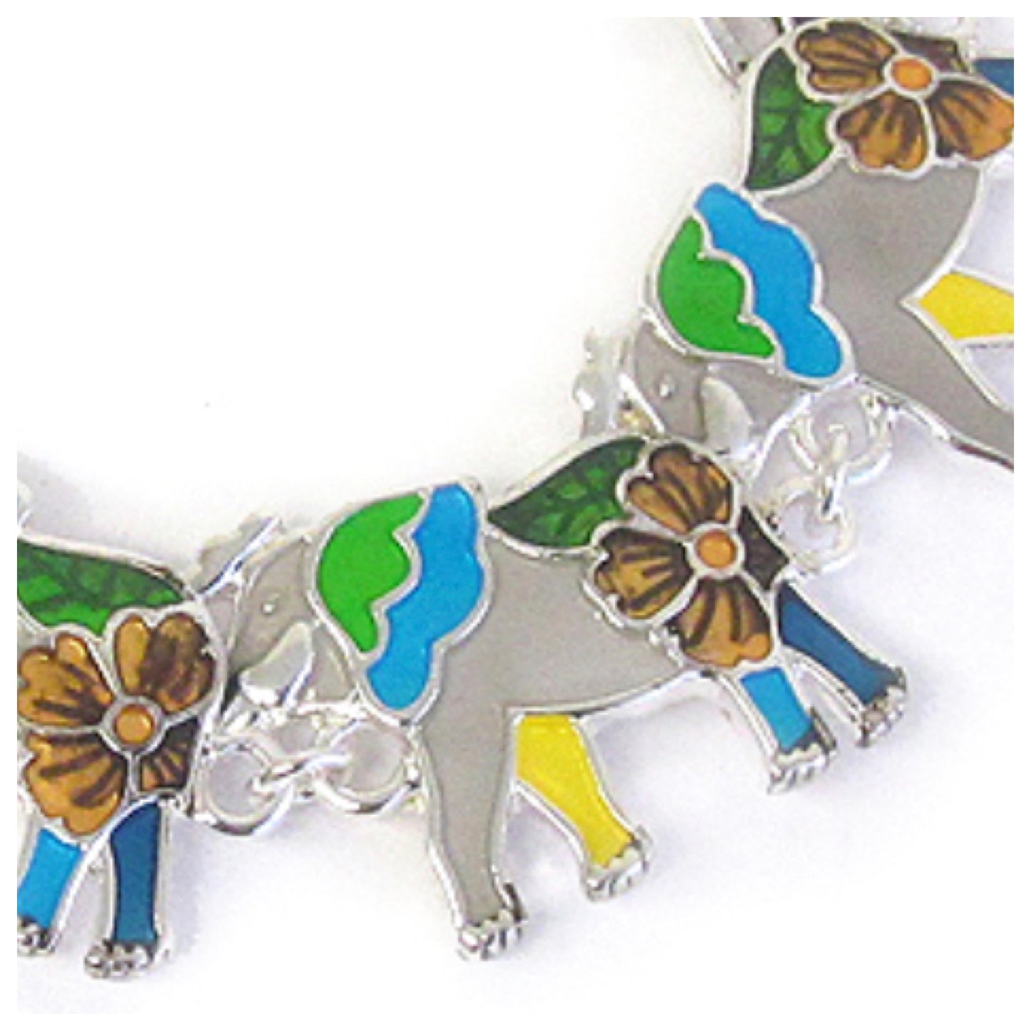 Hawaiian Style Elephant Silver Link Bracelet
