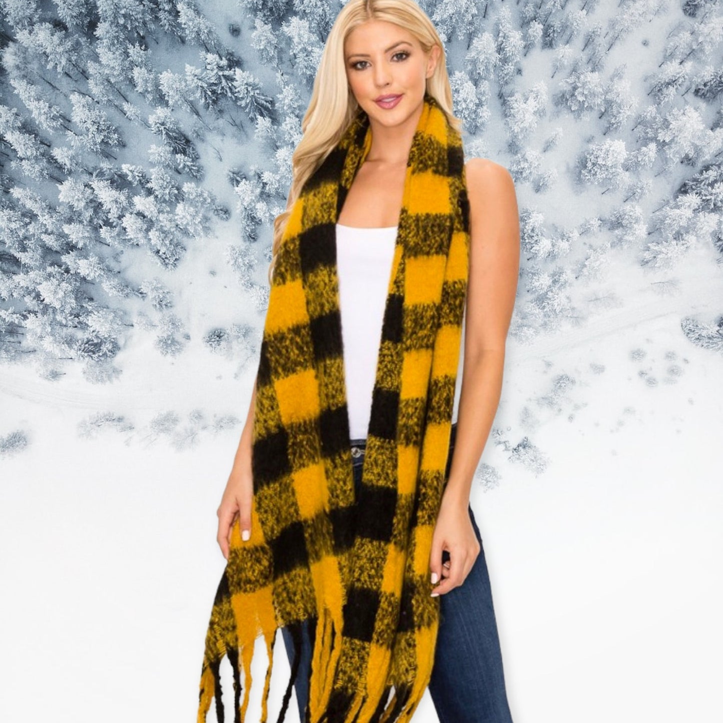 Crazy Soft Vibrant Long Plaid Scarves-Women’s Wrap