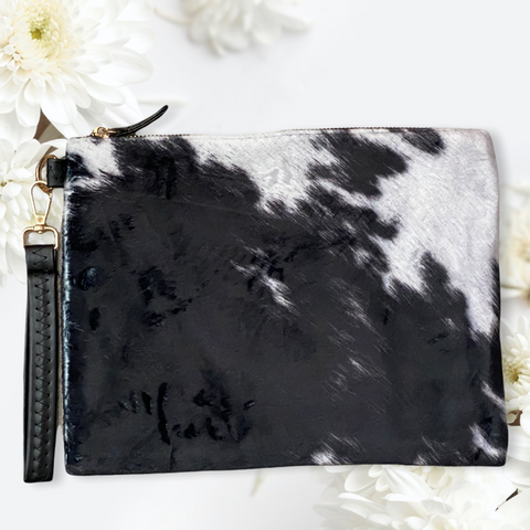 Special~Oh Yes a Must! Black Cow Print Faux Fur Clutch-Bag