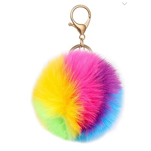 Crazy Cute Rainbow Swirl Puffy Puff Vibrant Keychain Purse Charms