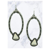 Adorable Oval Loop Silver Stone Earrings