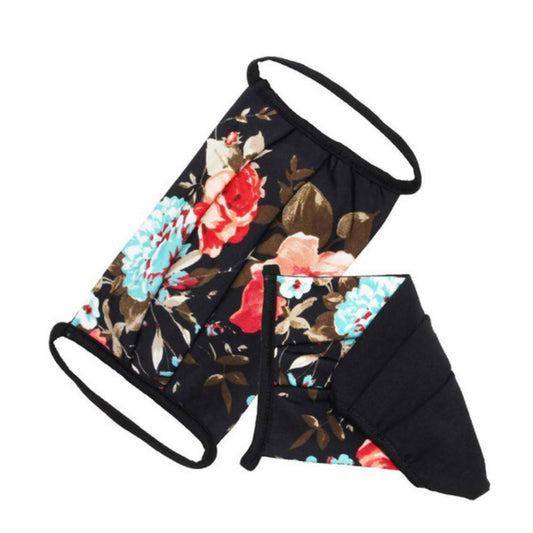 Fashion Face Wear-Black Teal Floral Mask