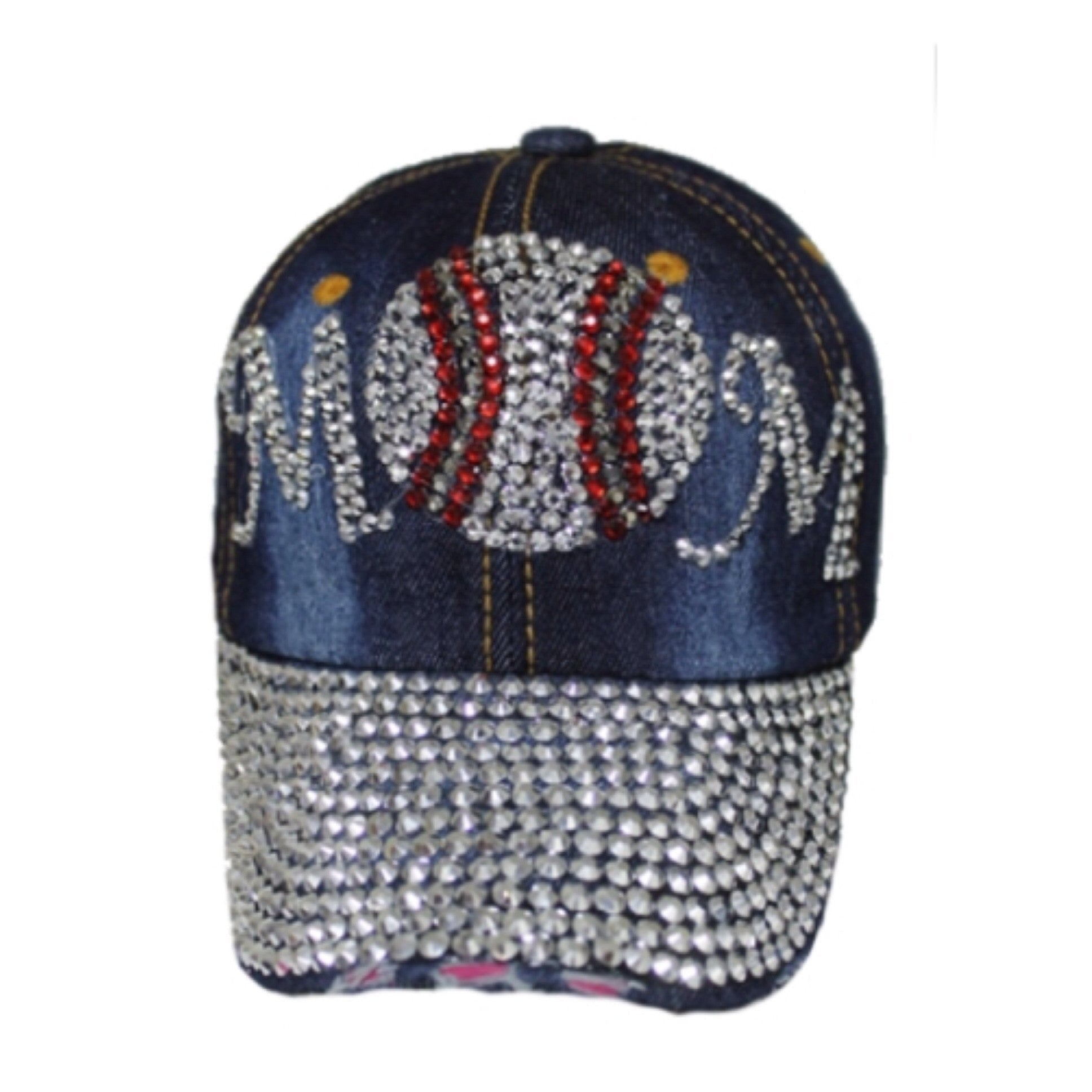 "Baseball Mom" Studded "Bling" Dark Denim Hat - Cheryl's Galore and More - 2