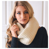 "Your New Favorite" Cozy Warm Ribbed Knit Ivory Infinity Scarf - Cheryl's Galore and More - 1