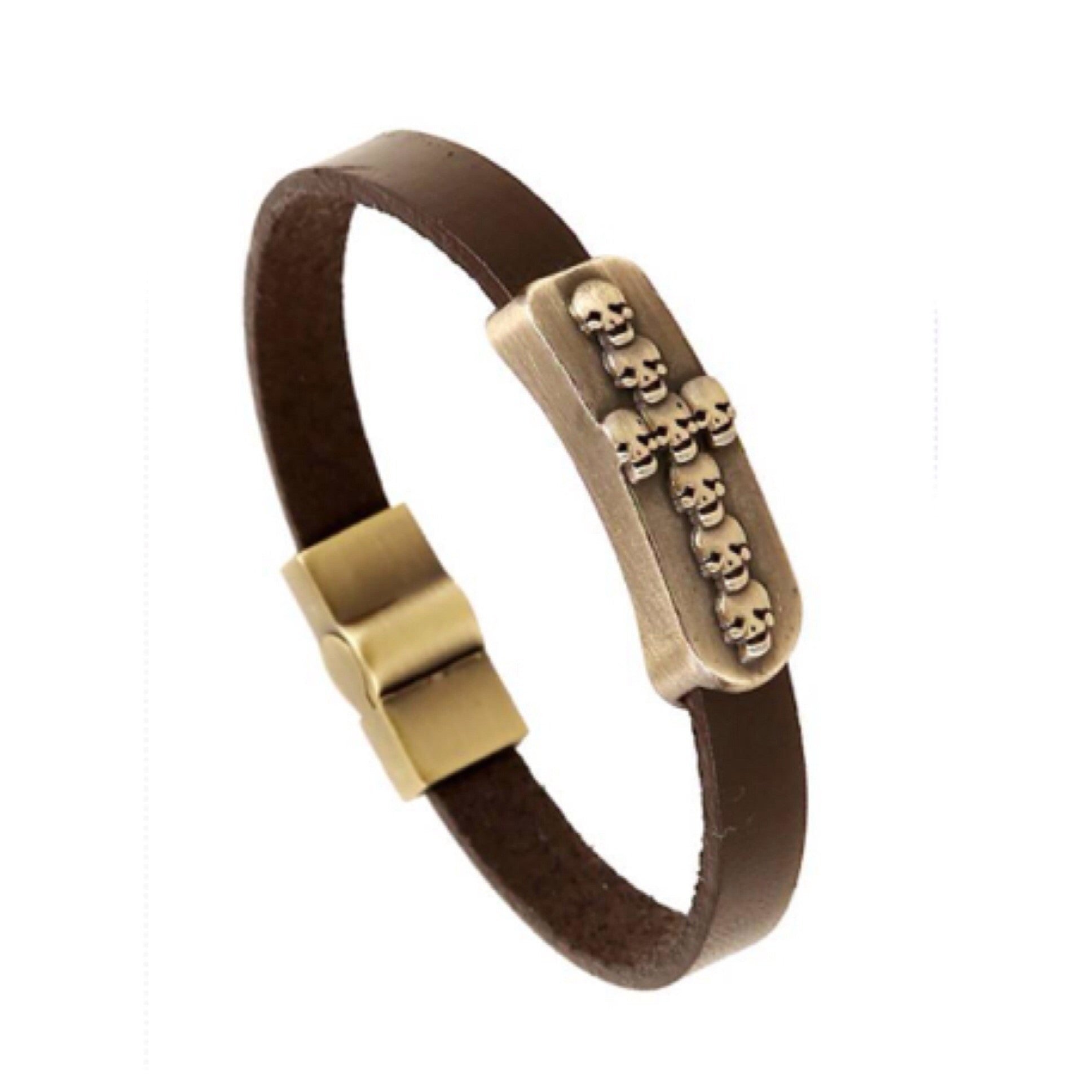 Pulseira Inspired Mens (or Women') Skull Leather Bracelet - Cheryl's Galore and More