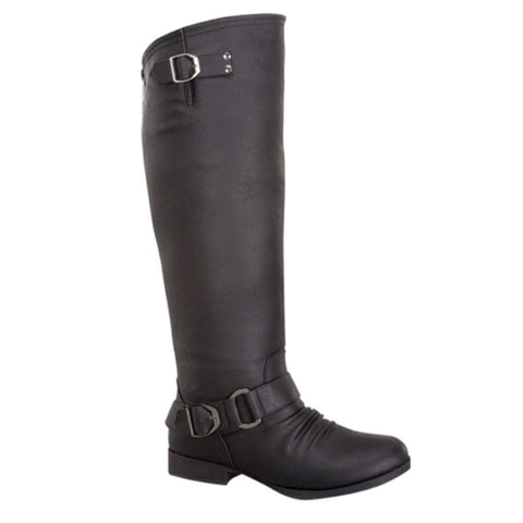 Style and Flare~Knee High Buckle Accent Tall Black Boots - Cheryl's Galore and More