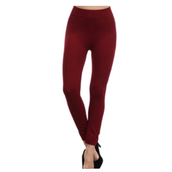 Your New Favorites! Must Have "Amazing" No Peek-a-Boo See Through Burgundy Leggings - Cheryl's Galore and More - 1