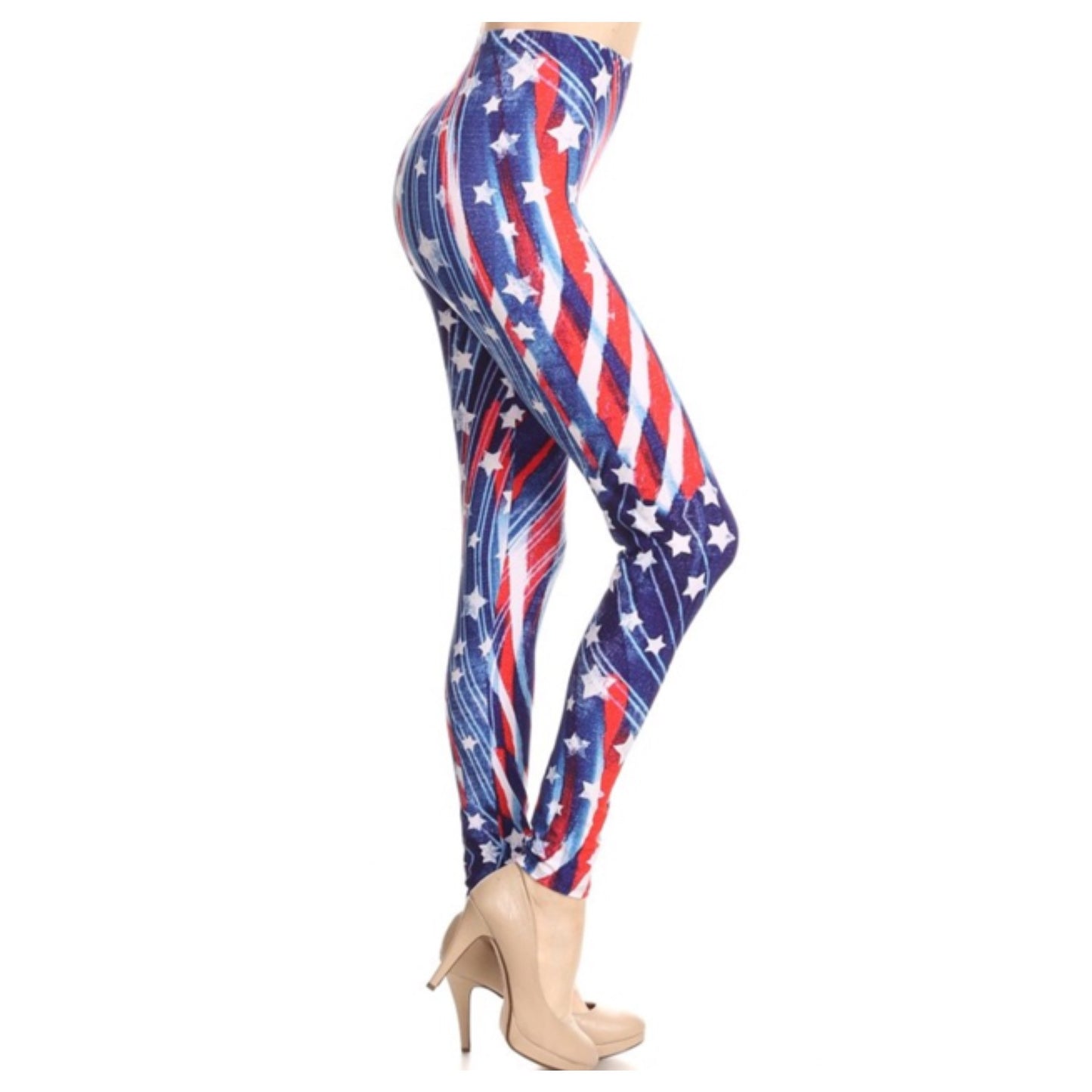 "American Pride" Red White and Blue American Flag Leggings