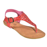 INSANITY CLOSEOUT "Adorable Me" Cut Out T Strap Boho Coral Sandals